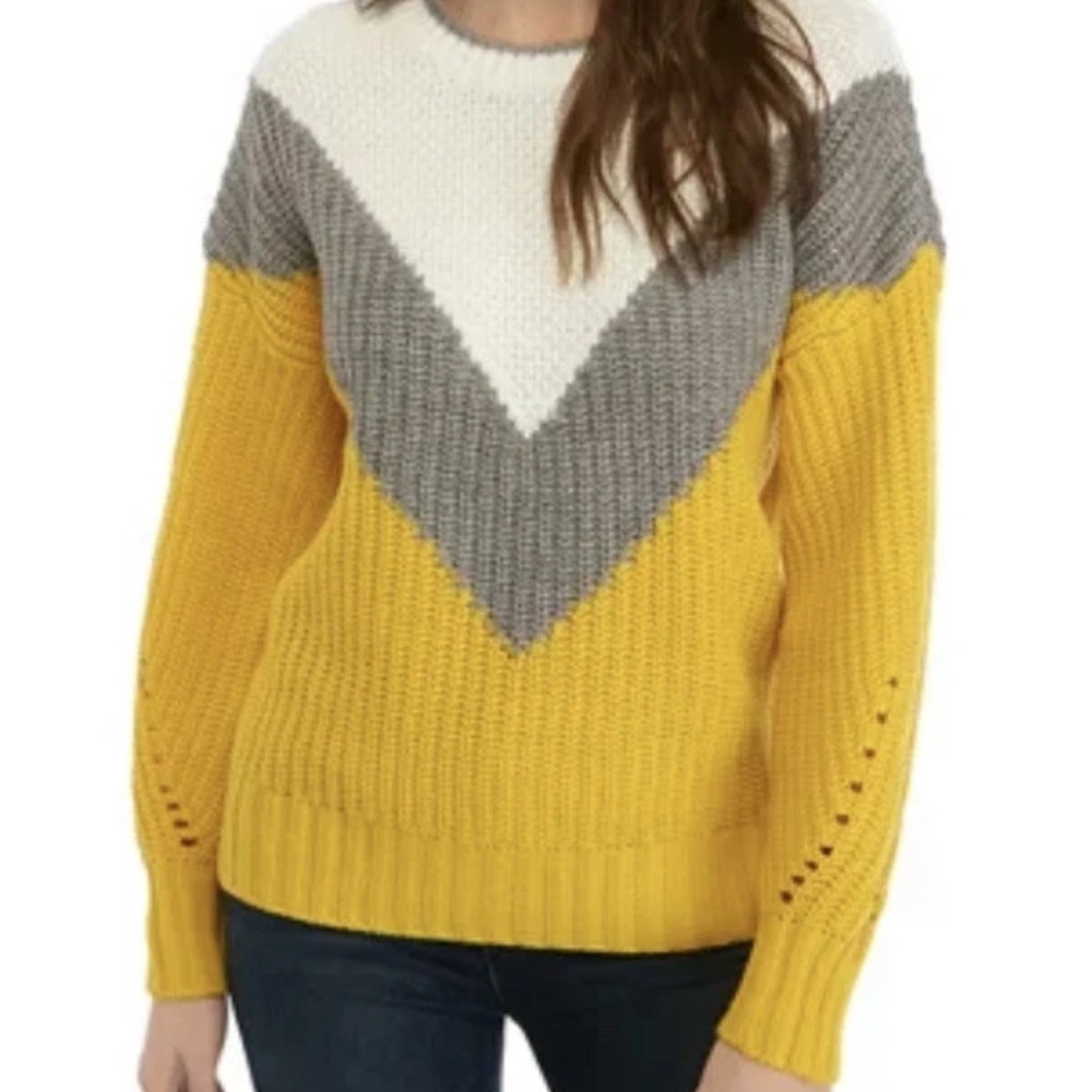 Workshop Republic Clothing Gray, Yellow and White Sweater